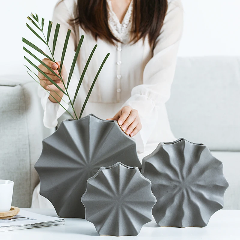 Скандинавские Ретро Геометрические вазы настольная керамика сушеные цветы ваза