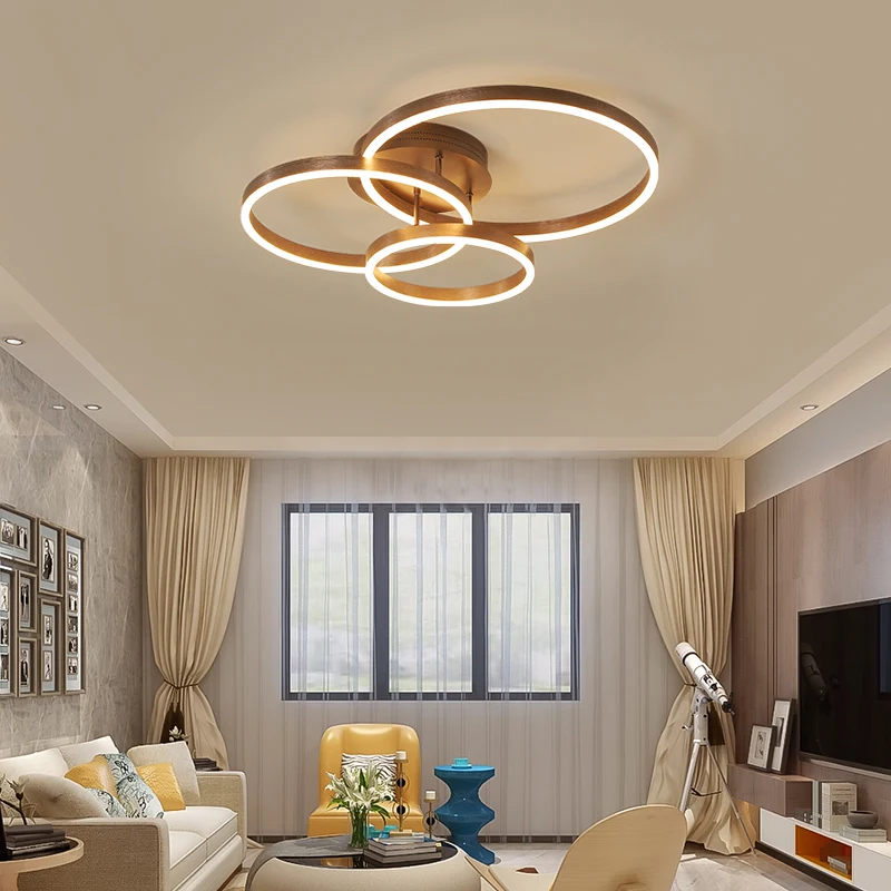 $36.82 Modern coffee Circle LED Ceiling Lamp for Bedroom Study Living Room Kitchen Indoor lighting Decoration Home Lights Fixtures