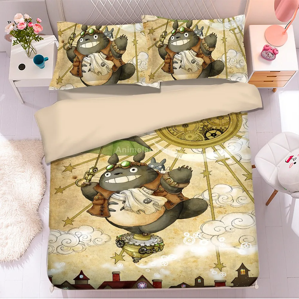 

2021New Cartoon Totoro 3D Print Comforter Bedding Sets Queen Twin Single Size Duvet Cover Set Pillowcase Home Textile Luxury