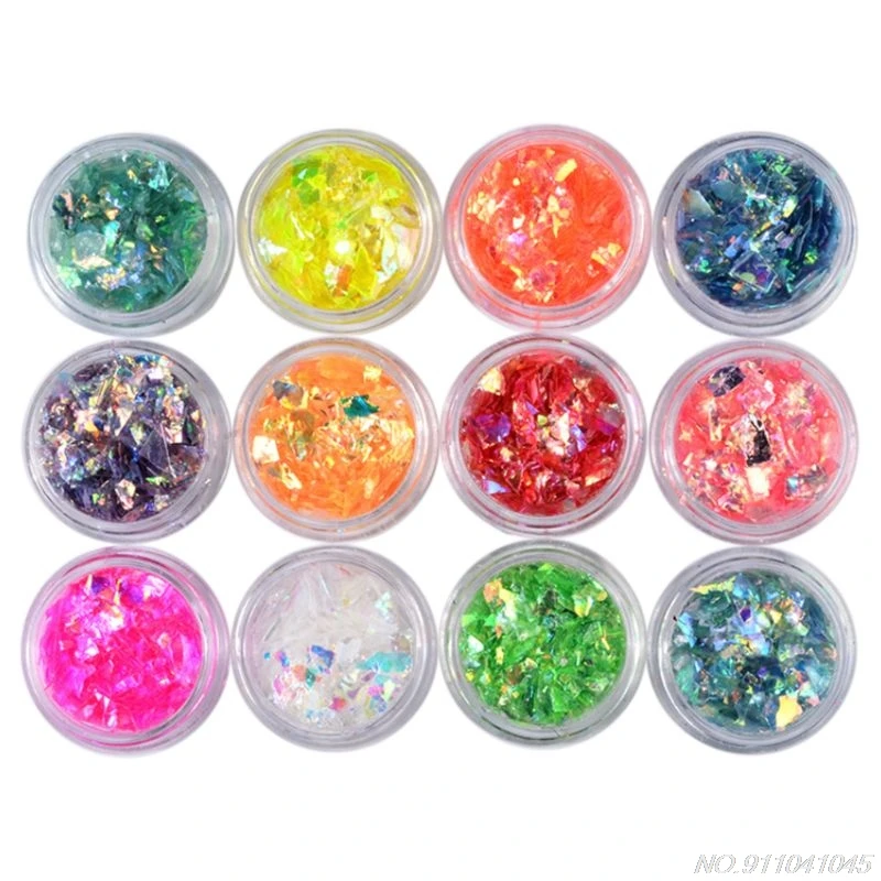 

12 box Manicure Shell Cellophane Colorful Candy Aurora Papers Hard Epoxy Filling Nail Polish Adhesive Dotted N11 20 Dropshipping