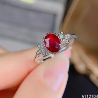 kjjeaxcmy fine jewelry 925 sterling silver inlaid natural ruby women fashion vintage oval plant chinese style gem ring support d