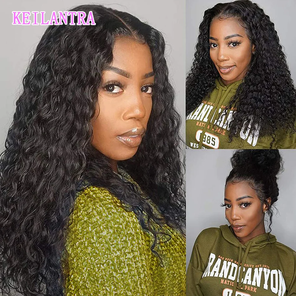 

Парик из вьющихся человеческих волос для женщин, 13X4 фронтальный парик с прозрачной кружевной застежкой, 180 предварительно выщипанные волос...