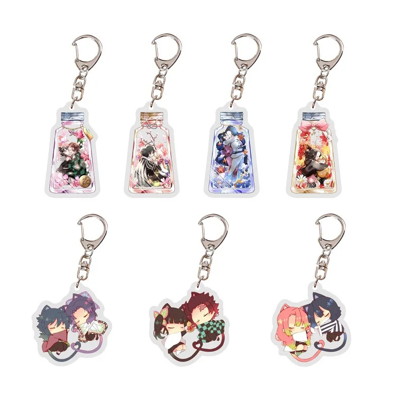 

New Acrylic Demon Slayer Keychains Anime Blade Of Ghost Car Key Chain Children Bag Pendant Keyring Gifts Student Lovers Gift