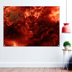 Hell Fire Scary Bloody Death Art Flag Wall Hanging Chart Painting Vintage Rock Band Banner Heavy Metal Music Posters Tapestry