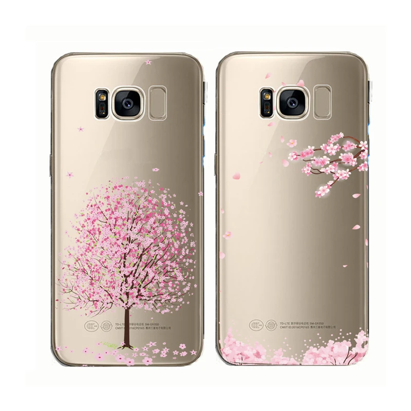 Мягкий прозрачный чехол для телефона романтичный с цветком вишни Samsung Galaxy S21 Note 20