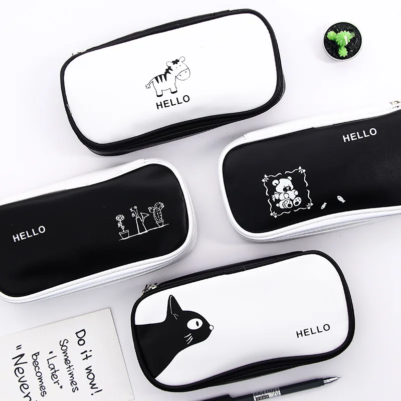 Большой Вместительный милый кавайный пенал мультяшный Кот школьная сумка