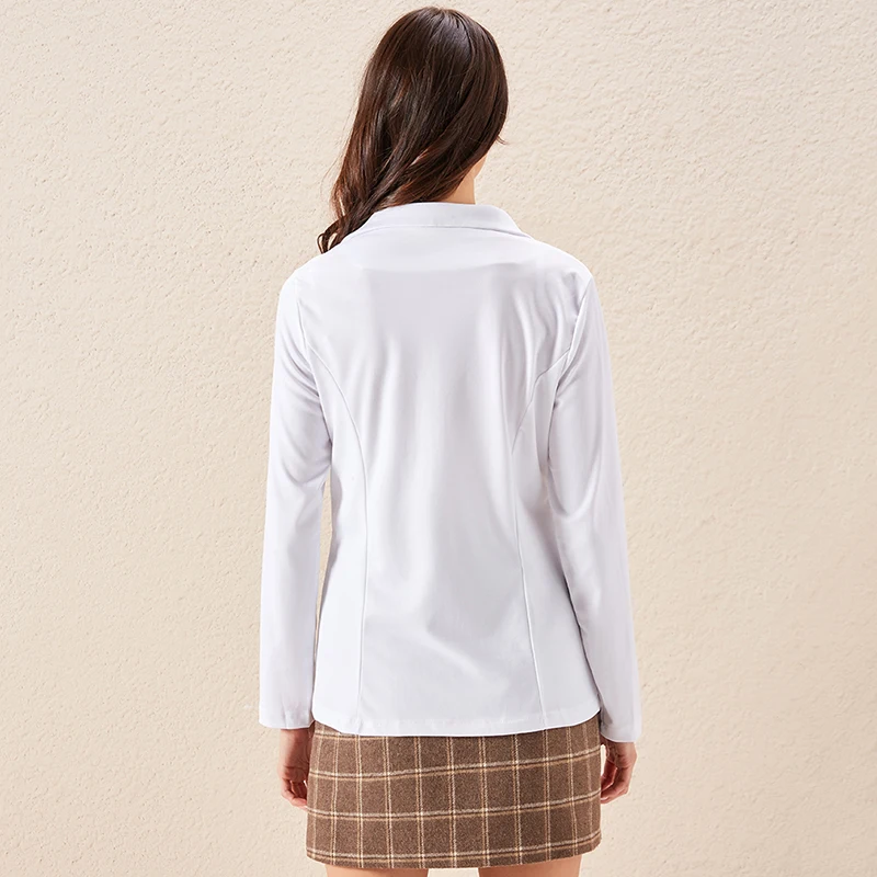 

Women Blazer 2021 White Coat Long Sleeve Blazers Single Button Office Lady Jacket Female Tops Suit Blazer Femme Jackets