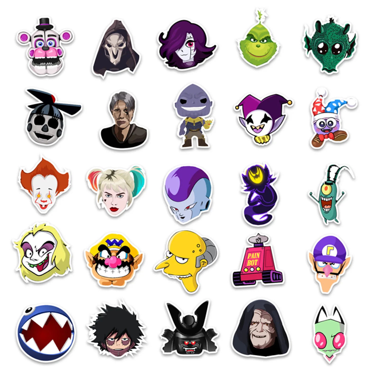 

50pcs Villain Role Sticker Laptop Case Car Skateboard Motorcycle Girl for Kids Toys Cool Cartoon Sticker ZH187