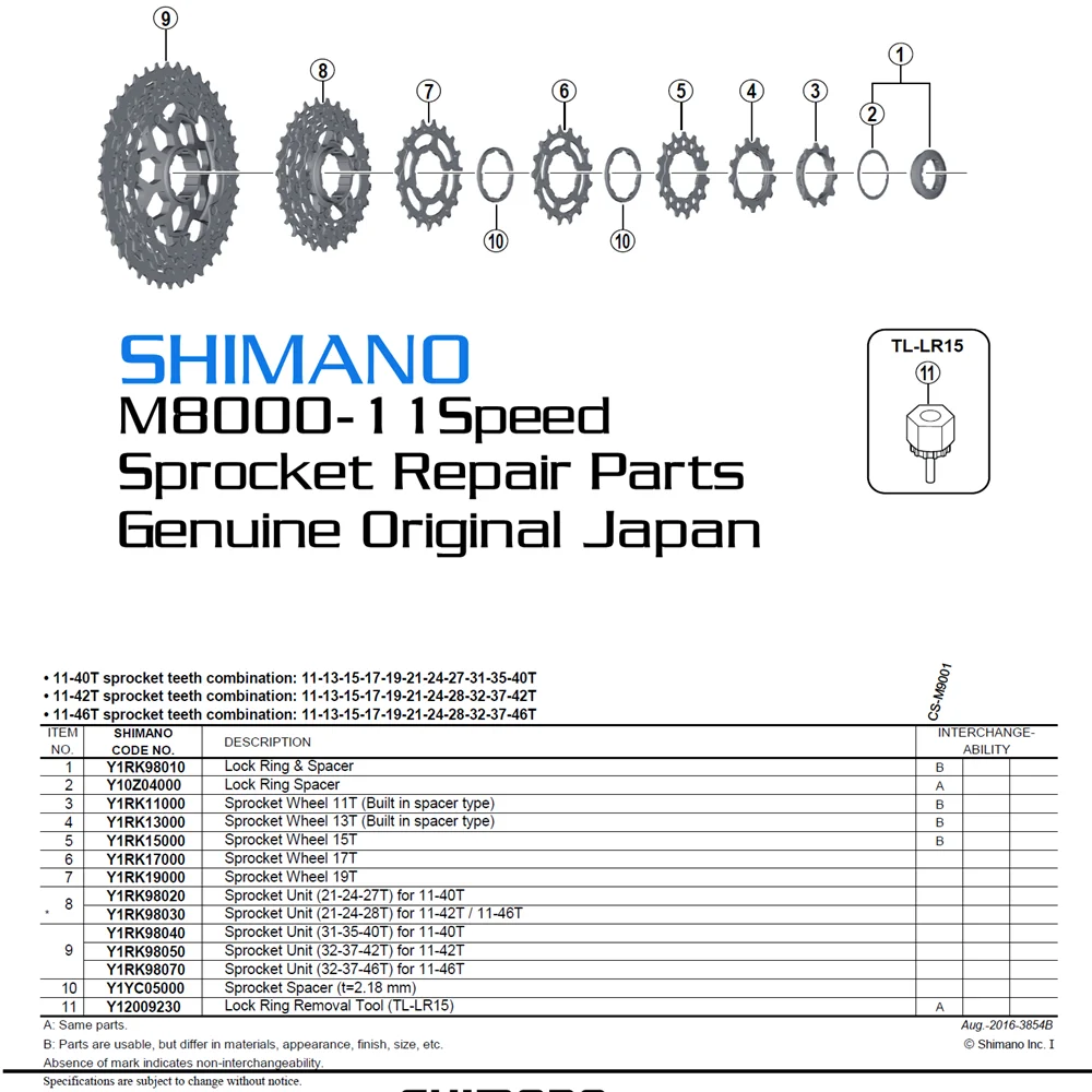 SHIMANO M8000 11 ступенчатая Звездочка для кассеты оригинальные японские запасные