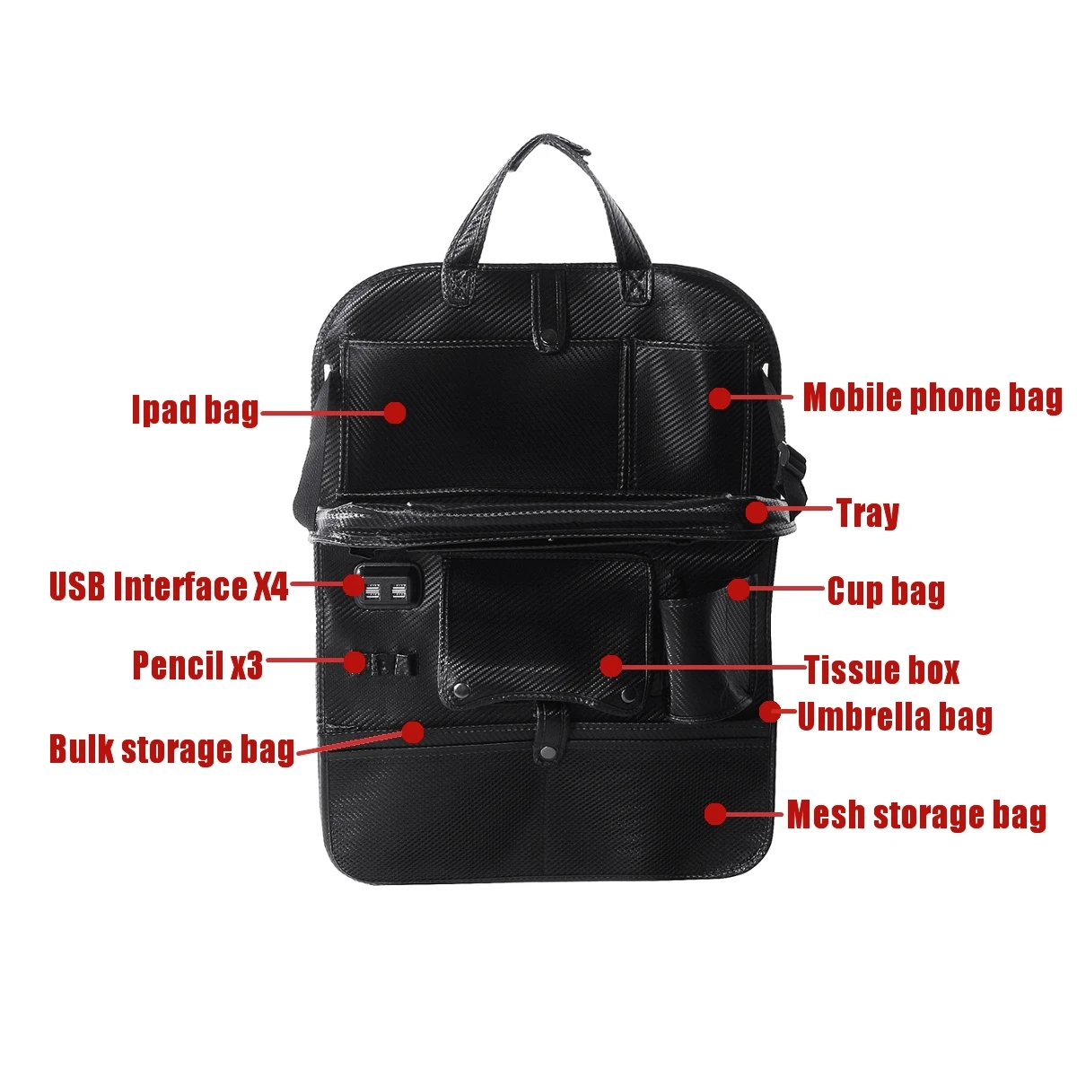 Скидка Из искусственной кожи органайзер для заднего сиденья автомобиля Черный 10 карманов, подвешиваемые сумки с 4 USB Порты и разъёмы на заднем сиде...