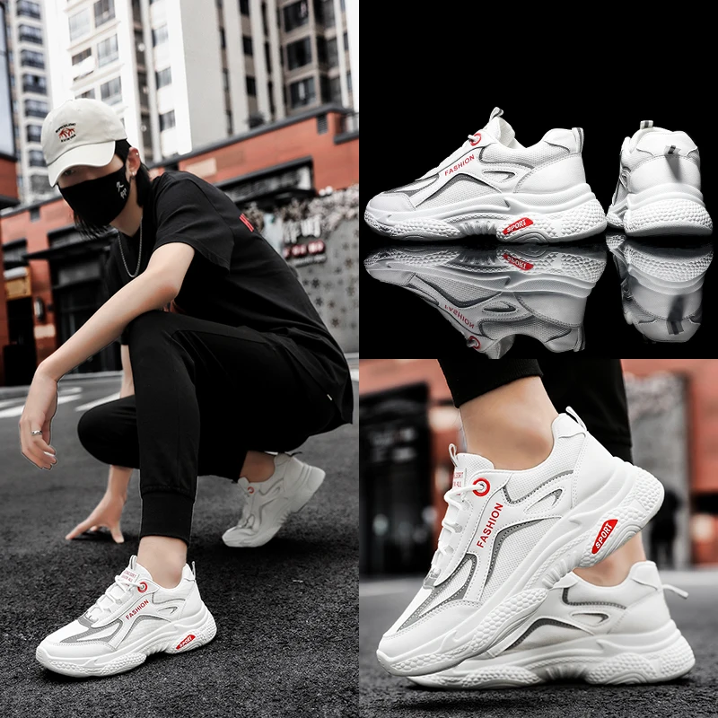 Новые черно белые кроссовки спортивные мужские сетчатые удобные 2020 стильная