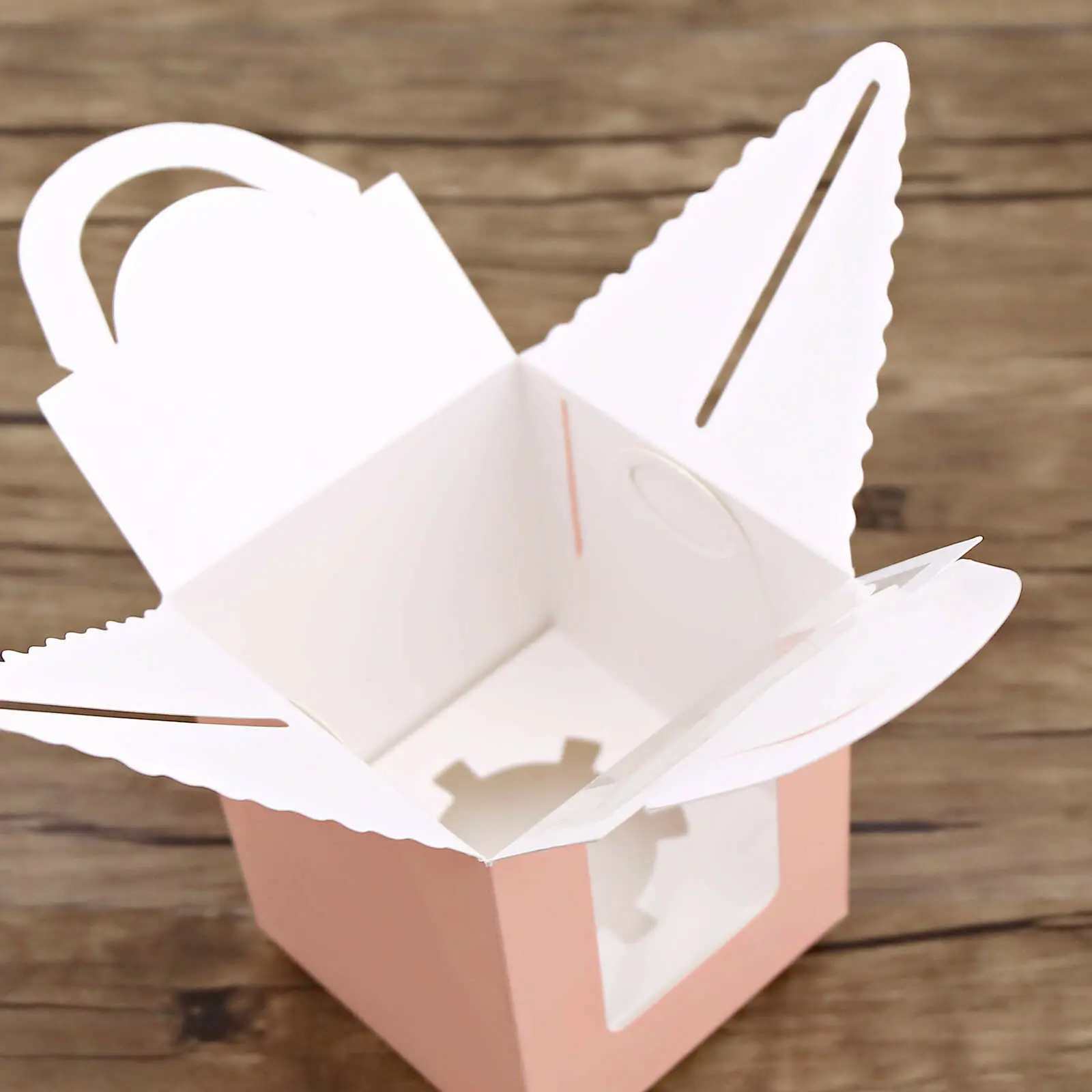 20 шт. бумажная коробка для кексов с окном свадебной вечеринки Розовый венок крафт