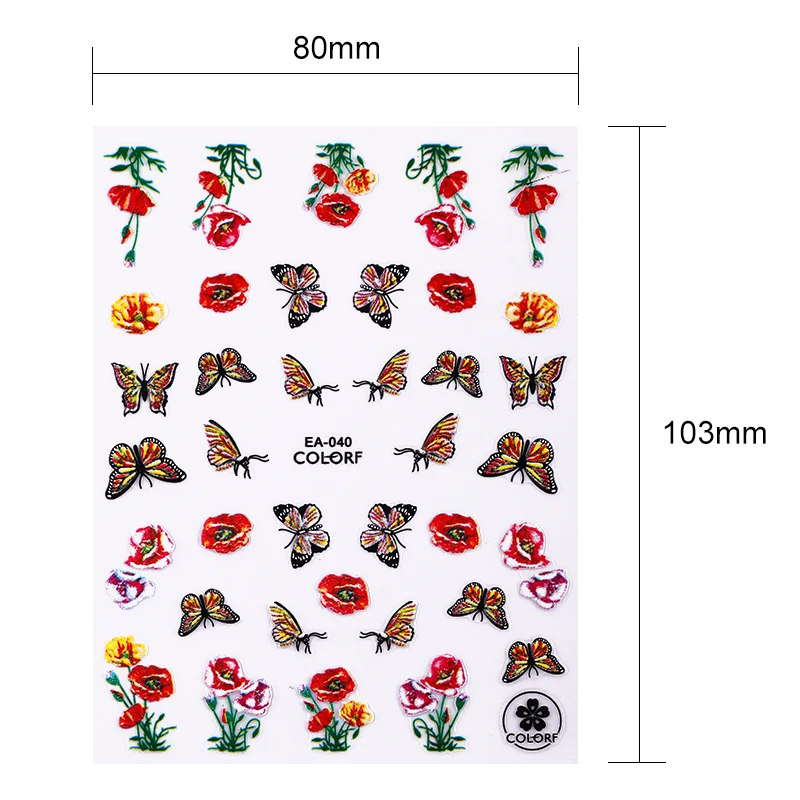 

5D Nail Sticker Butterfly Series Transfer Stickers for Nails Adhesive DIY Manicuring Lovely Nail Decals Decoration Accessories