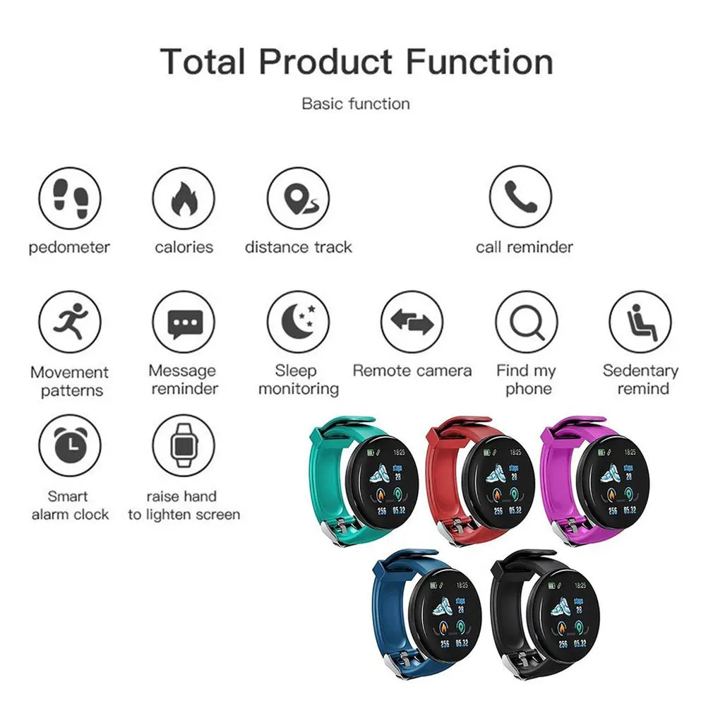 

D18 Smart Fitness Bracelet Band With Measuring Pressure Pulse Meter Sport Activity Tracker Watch Wristband