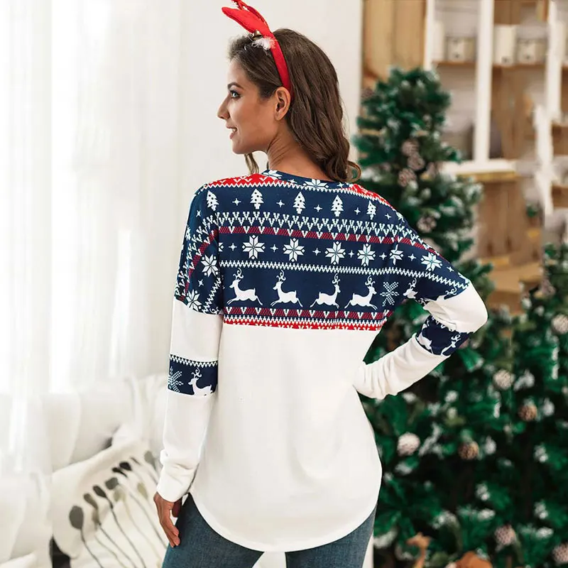 

Christmas Oversized T-shirt Women Autumn Xmas Long Sleeve T Shirt Oversize Tshirt Ladies Plus Size Elk Print Tee Shirt 5xl