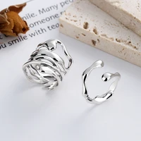 fanru s925 sterling silver geometric opening ring female resizable open punk ring prevent allergy never fade fashion jewelry