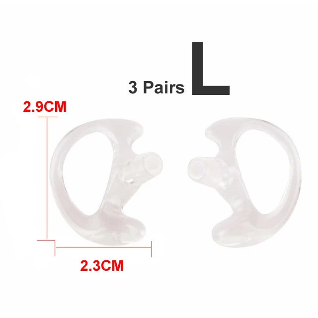 Transparent Large 6 шт.(3 пары) силиконовые формы для ушей в форме уха Двусторонняя радиоакустическая трубка портативная рация с наушниками аксессуары - Цвет: Transparent Large