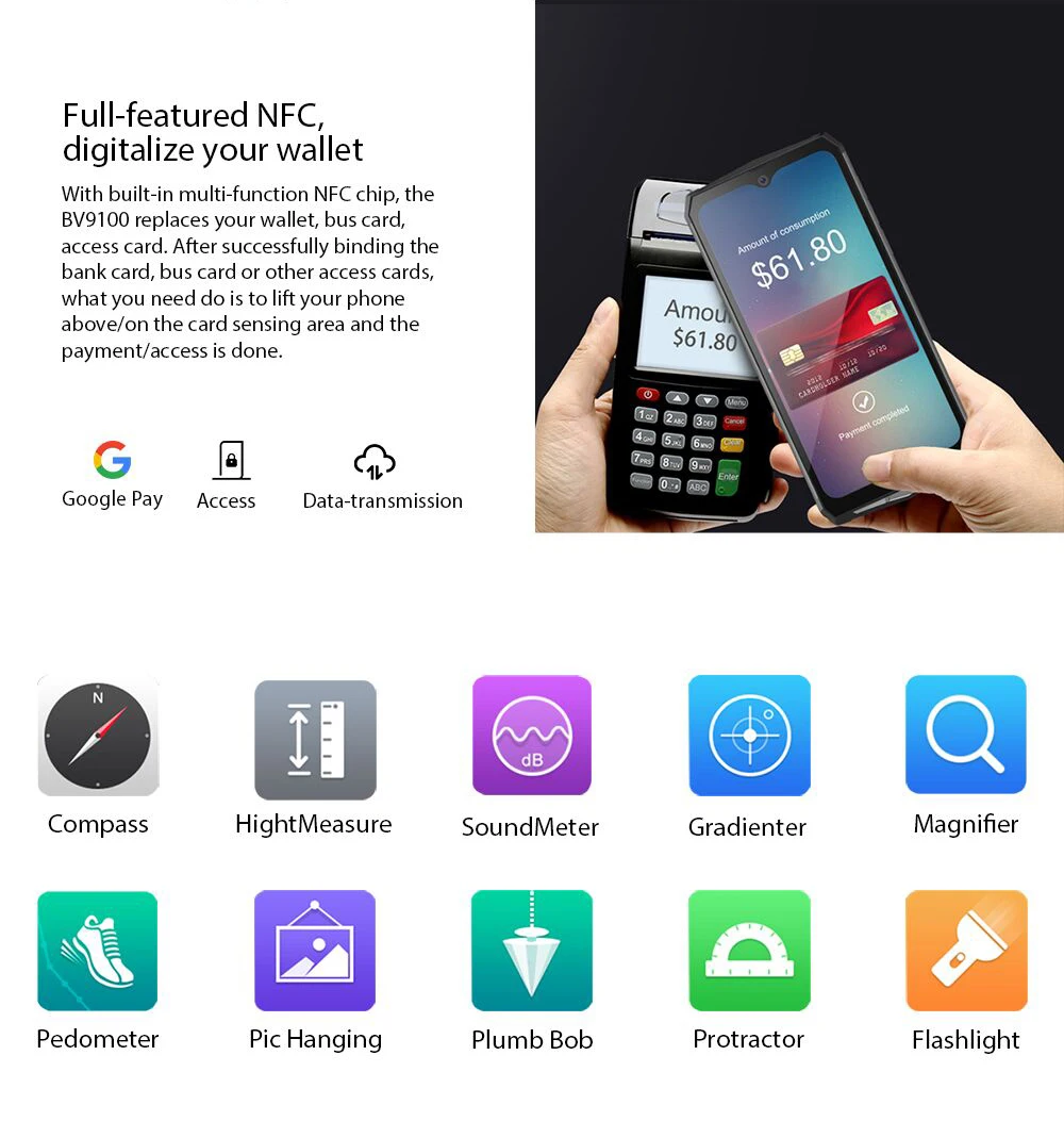 Blackview BV9100 Android 9,0 телефон 6," экран смартфон IP68 прочный MT6765 Восьмиядерный 4 Гб+ 64 Гб 13000 мАч батарея 30 Вт Быстрая зарядка