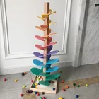 Деревянная игрушка для раннего развития, Музыкальный шар, дерево, радужные лепестки, строительные блоки, вставки, строительные блоки, детские игрушки, рождественский подарок