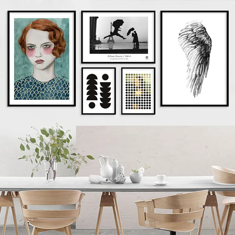 

Romantic Couple Lover Prints Wall Art Abstract Geometry Canvas Painting & Posters Large Picture for Living Room Bedroom Decor