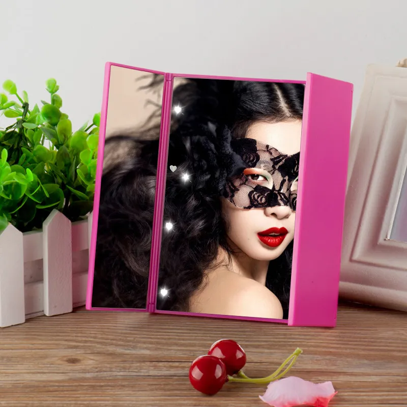 

Led Light Makeup Mirror Storage LED Face Mirror Touch Dimmer USB&battery Led Vanity Backlit Mirror Table Cosmetic Mirror