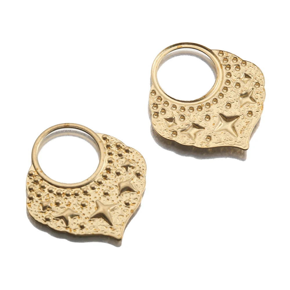 Необработанная латунная Сумочка подвеска в форме сердца с молотковой звездой