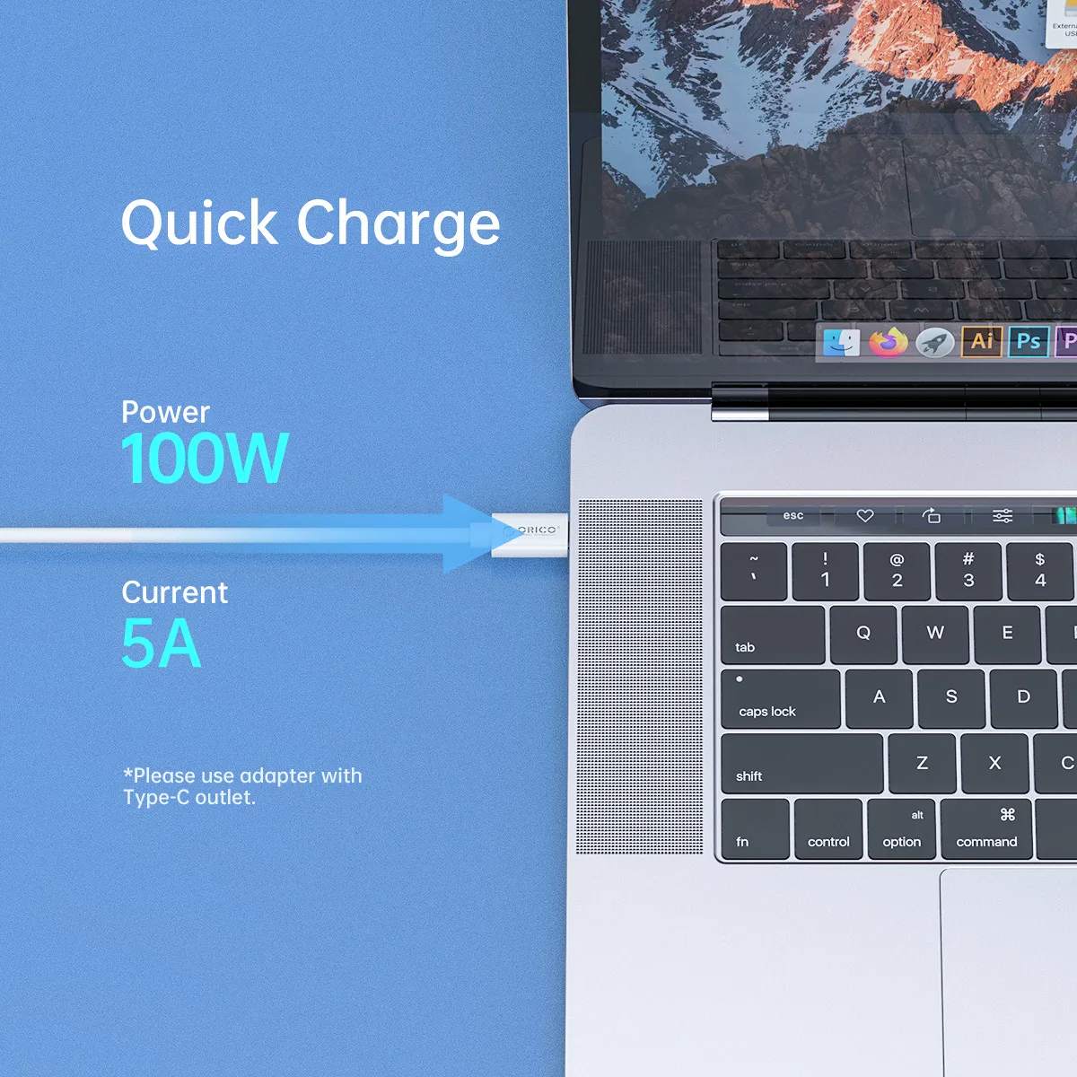 usb кабель orico type c к type c 20 в5a зарядный каб