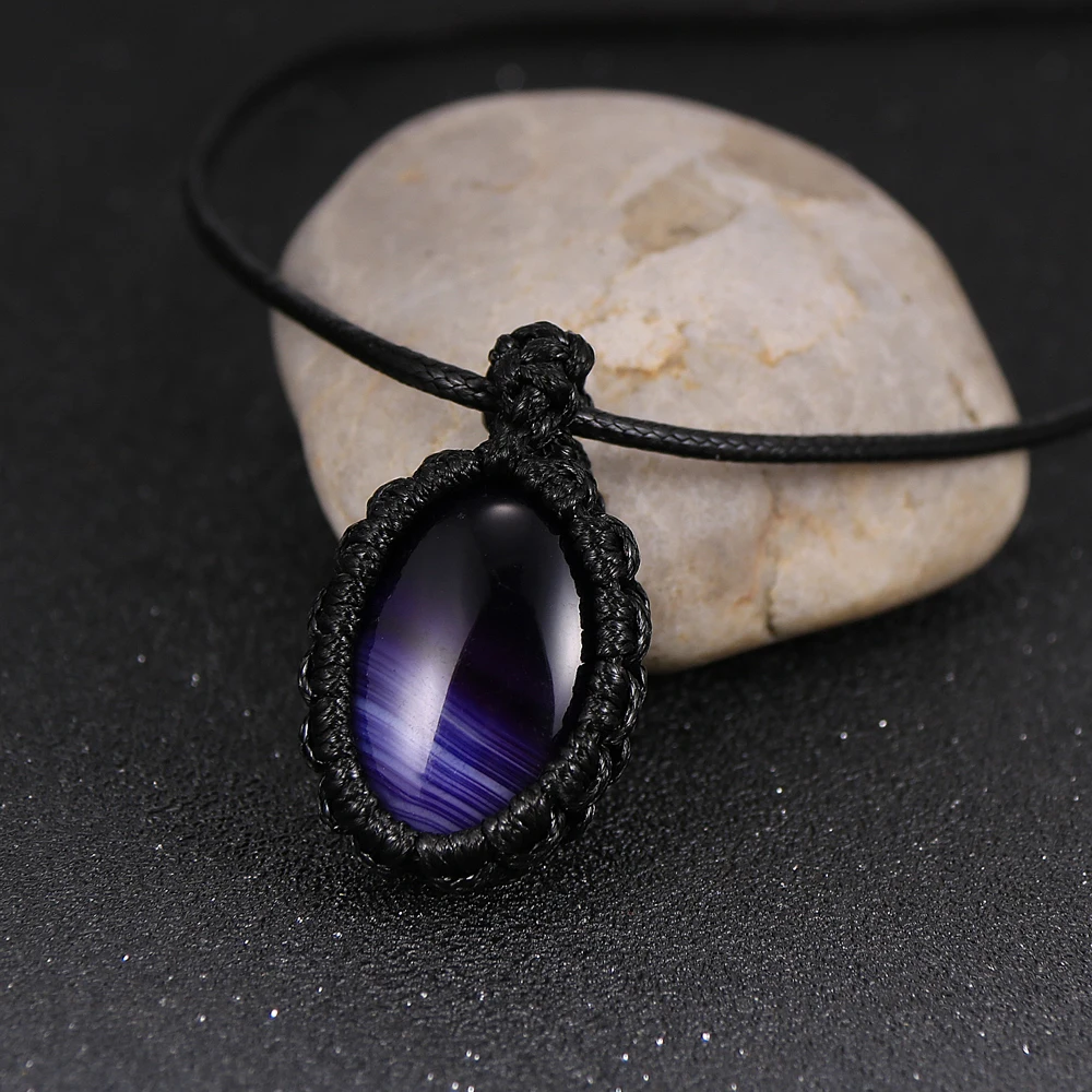 Женский и мужской кулон из натурального камня тигровый глаз Овальный Оникс