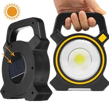 Solar Lantern Usb Rechargeable Power Bank COB LED Work Light Portable Flood Light Outdoor Garden Work Spot Lamp for Camping