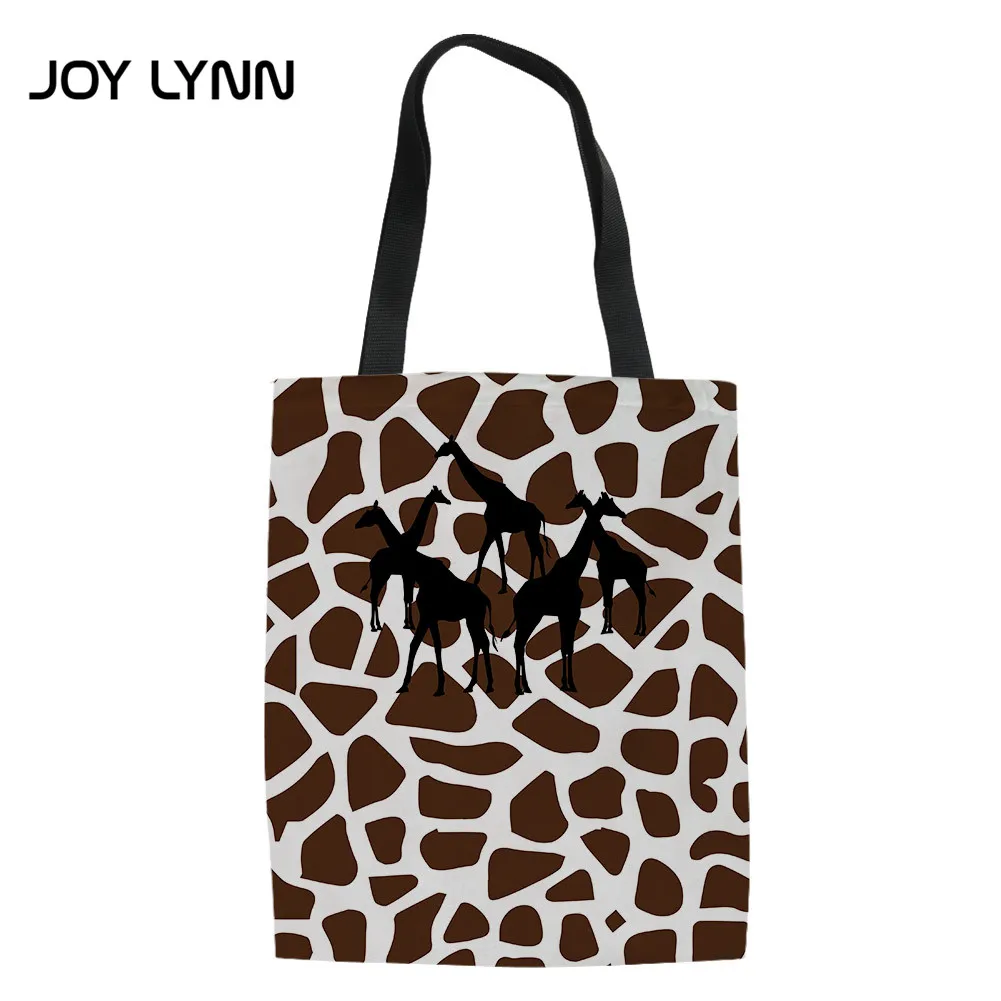

Женская Холщовая Сумка-тоут JOY LYNN для покупок, повседневная вместительная Модная женская сумочка с рисунком животного, школьные сумки на ре...