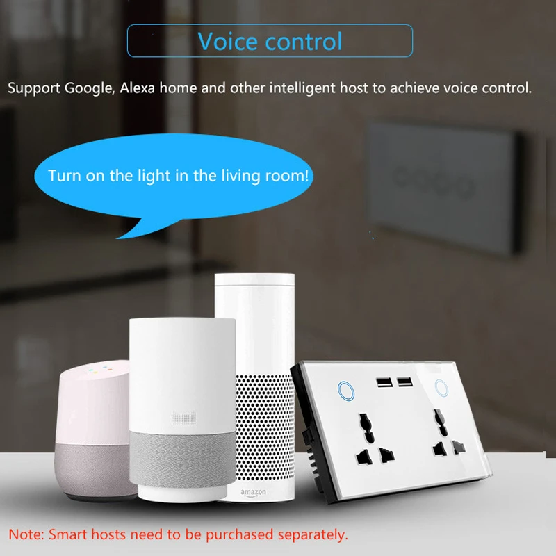 ASEER UK двойная USB розетка сенсорная стеклянная панель универсальная WIFI настенная с
