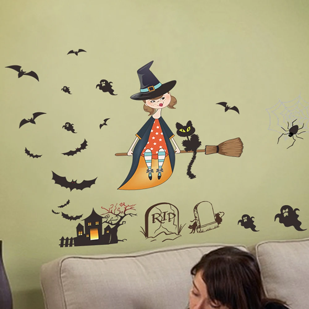2020 новые милые наклейки на стену для Хэллоуина съемные настенные DIY домашний