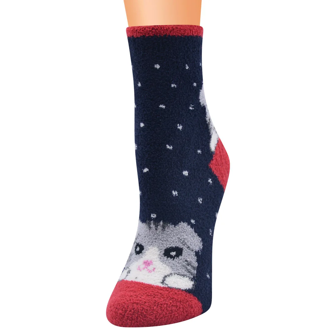 All Year Round Women Fashion Free Size Coral Fleece Striped Velvet Cute Cartoon Socks For Girls