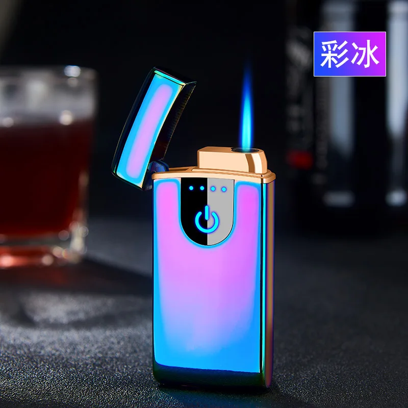 

New Product Gas-electricity Lighter Creative Charging Induction Switch Metal Windproof Lighter Briquets Et Accessoires Fumeurs