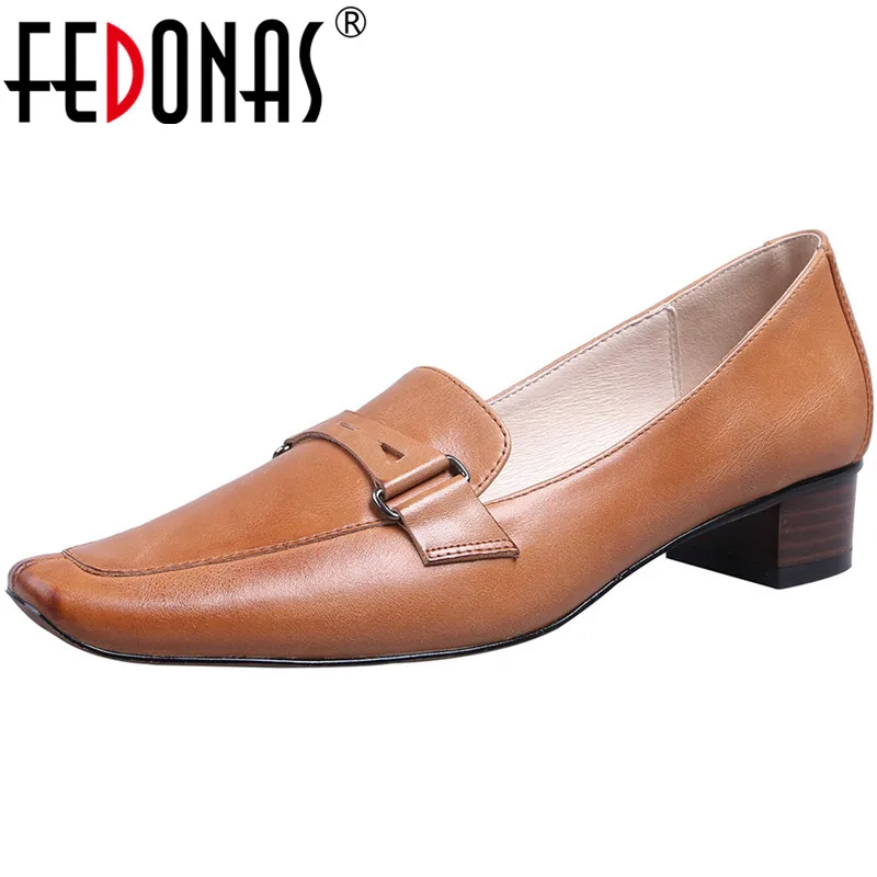 

FEDONAS Women Pumps Cow Leather Casual Shoes Working Shoes Spring Summer Cross-Tied Slip On Vintage Fashion 2021 Shoes Woman