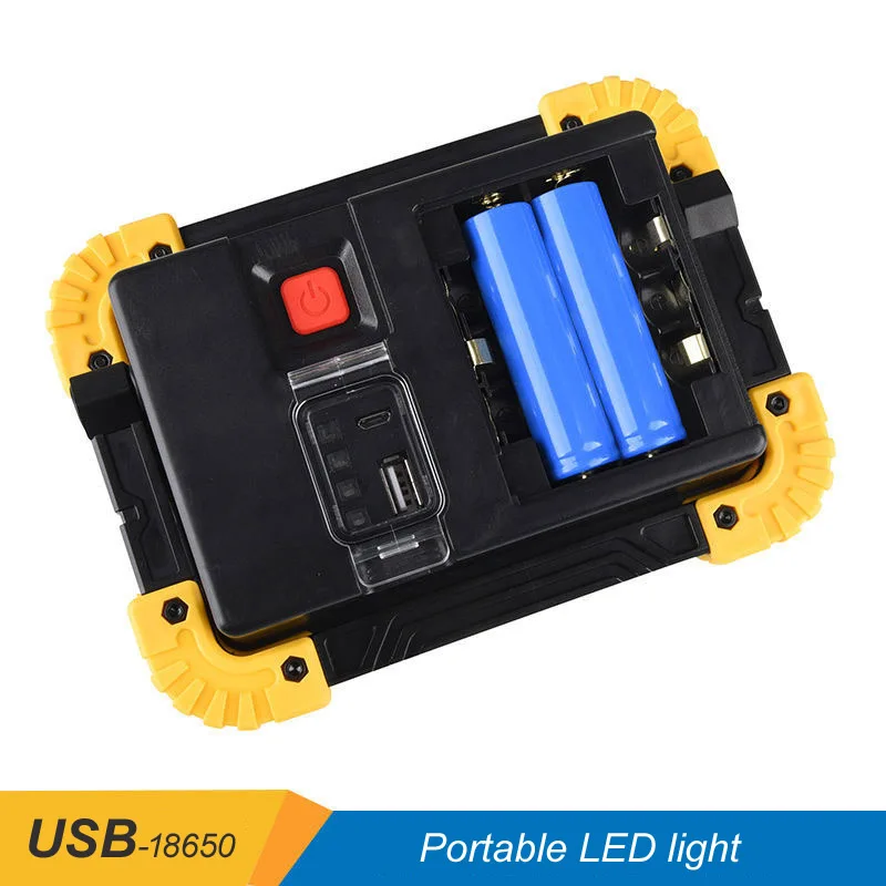 저렴한 LED 휴대용 스포트라이트 Led 작업 조명 USB 충전식 손전등 야외 여행 램프 캠핑 랜턴 사용 18650 배터리 5 개