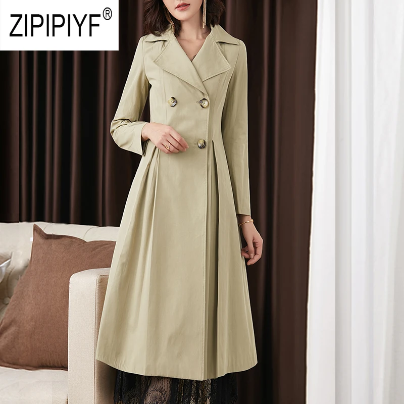 

2019 Autumn New Women's Casual trench coat oversize Double Breasted Vintage Washed Outwear Loose Clothing Office Coats Z2353