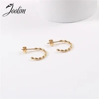 joolim high end pvd plated retro small oval earring irregular earring drop shipping supplier