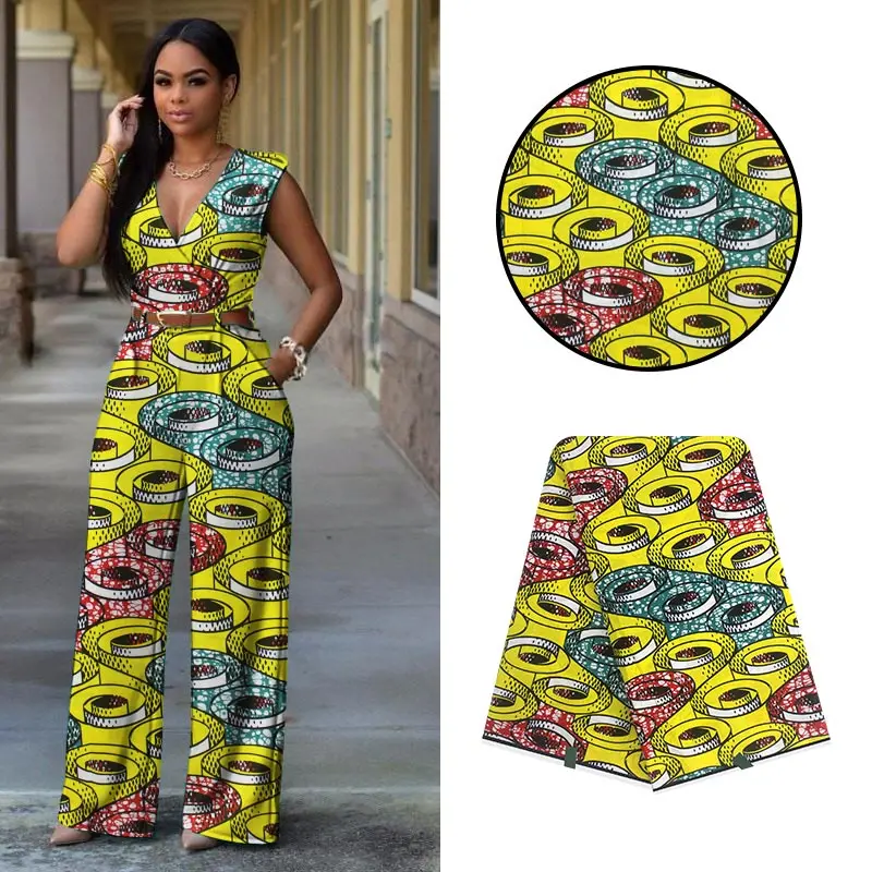 

CS High Quality 100% Polyester Ankara Africa Printed Batik Fabric Real Wax Patchwork Sewing Dress Material Artwork Accessory 6Ya