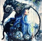 Набор для алмазной живописи 5D Ведьма и Черный кот