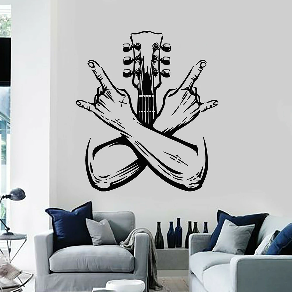 

Guitarist Wall Decal Band Rock Music Guitar Instrument Door Window Vinyl Sticker Cool Style Bedroom Music Studio Home Decor E126