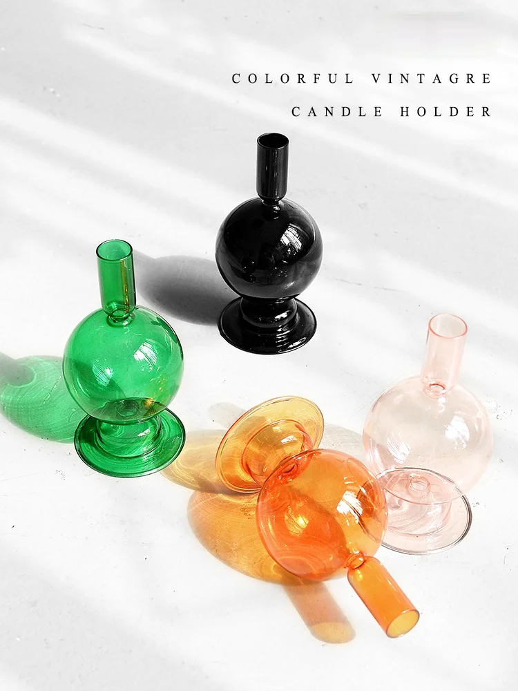 

Nordic Retro Creative Glass Candle Holder Home Decoration Ornaments Cone