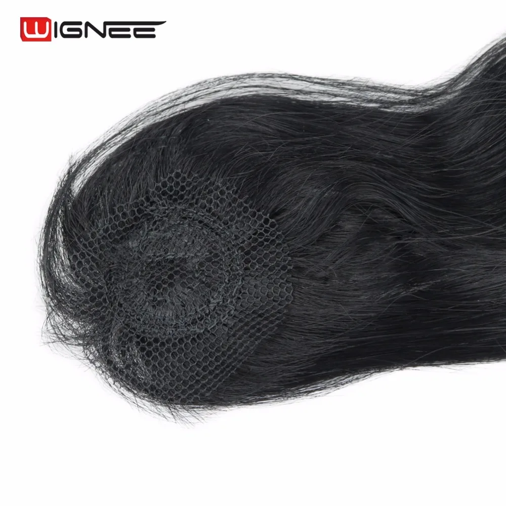 Wignee, 4 шт./лот, 3 пряди, с закрытием, волнистые, синтетические, для женщин, термостойкие, синие/фиолетовые/коричневые/серые волосы для наращивания женщин