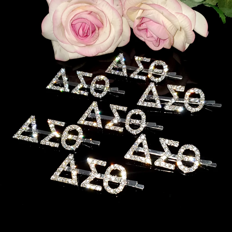 Стразы греческие буквы &quotDelta Sigma Theta&quot заколки для волос хрустальные слова