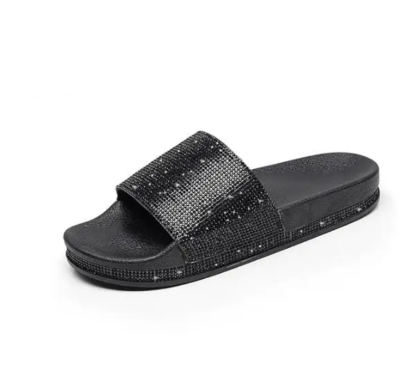 Модные женские сандалии с кристаллами летняя обувь на плоской подошве женская