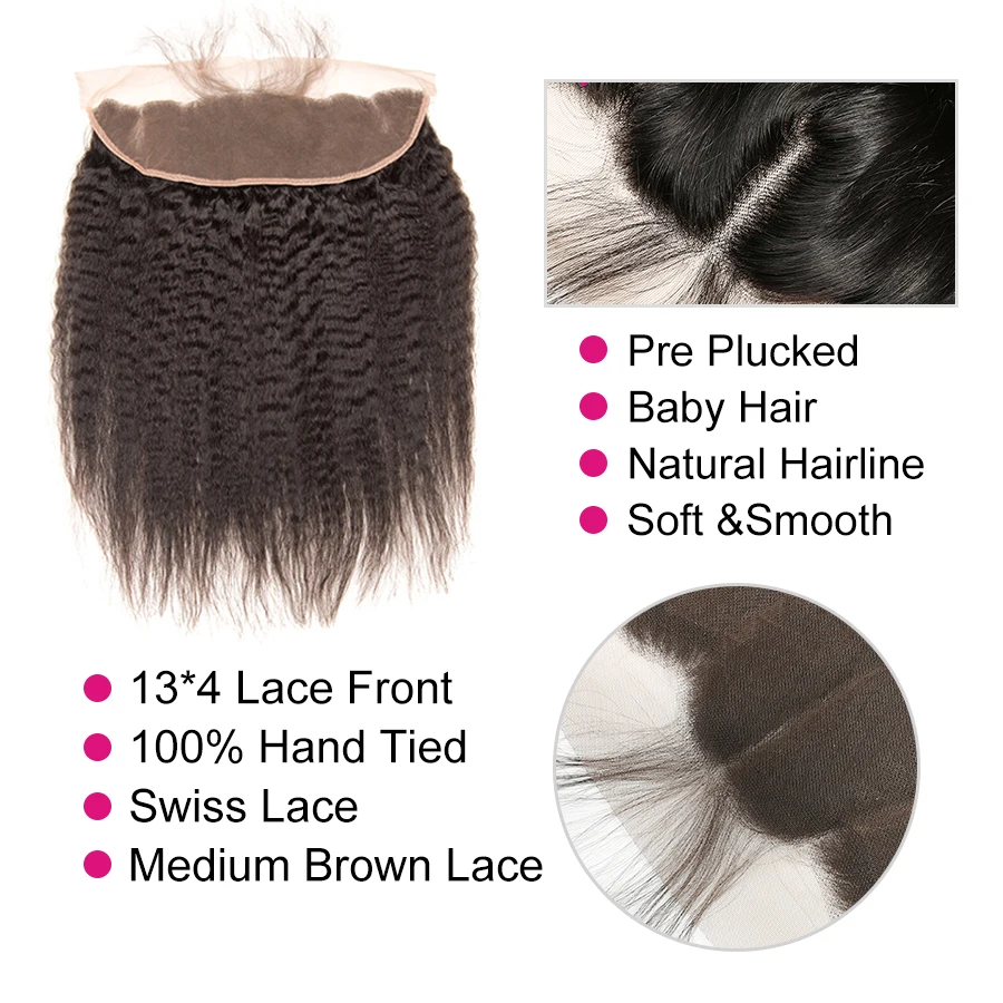 Кудрявые прямые пучки волос с фронтальным бразильским пучком закрытием