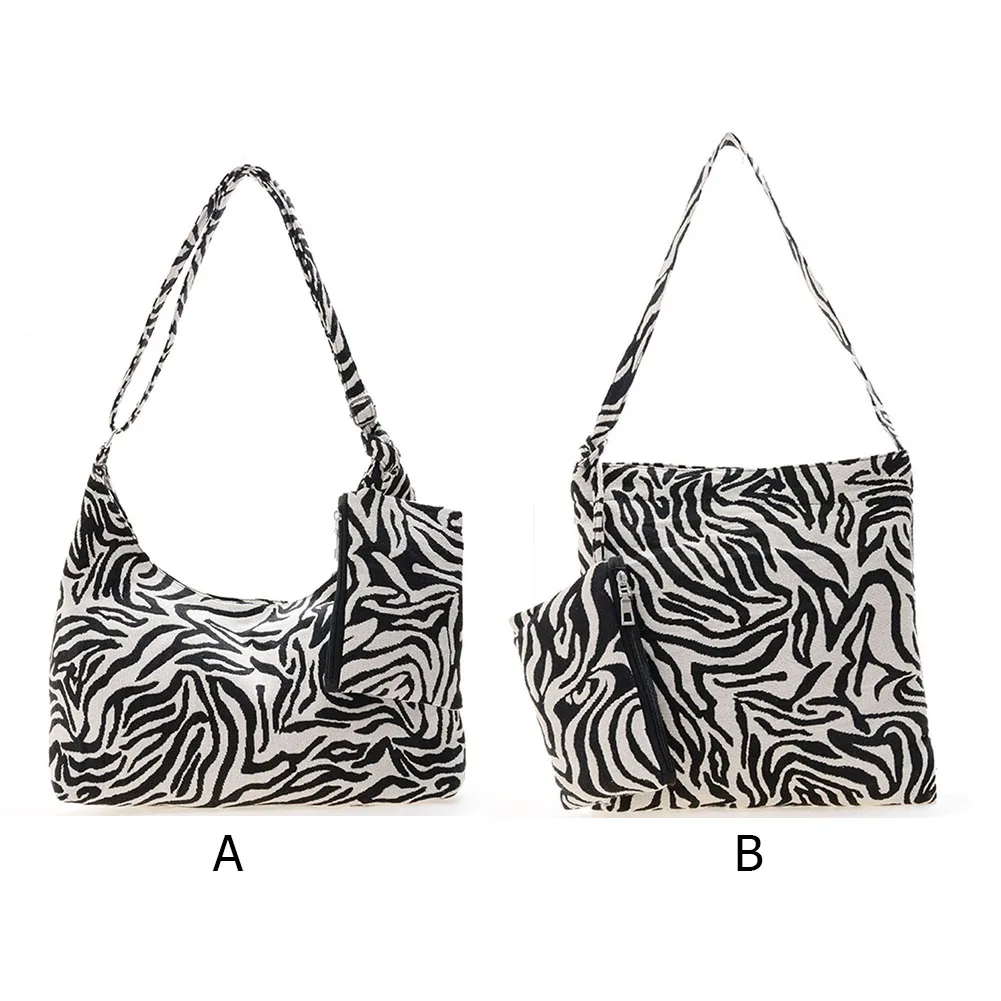 

Personality Design Women Zebra Pattern Printing Tote Bag Fashion Canvas Large Handbag Chains Shoulder Bag