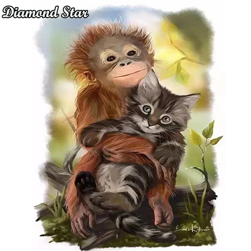 

Камни в форме ромба сверла алмазные 5D DIY алмазная живопись обезьяна животное вышивка крестом Стразы мозаичная декоративная картина