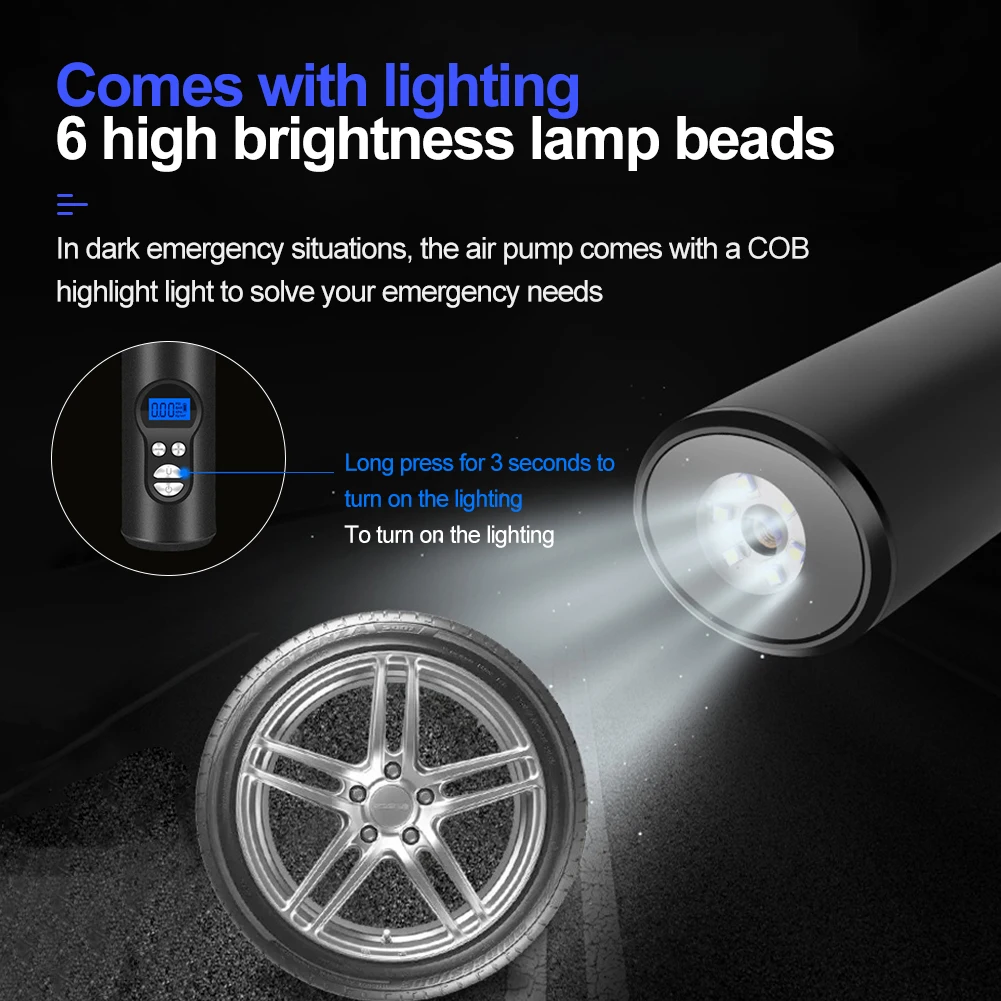Portable Car Air Compressor 12V 150PSI Mini Inflatable Electric Pump Rechargeable With LED Emergency Light For Dropshipping | Автомобили и