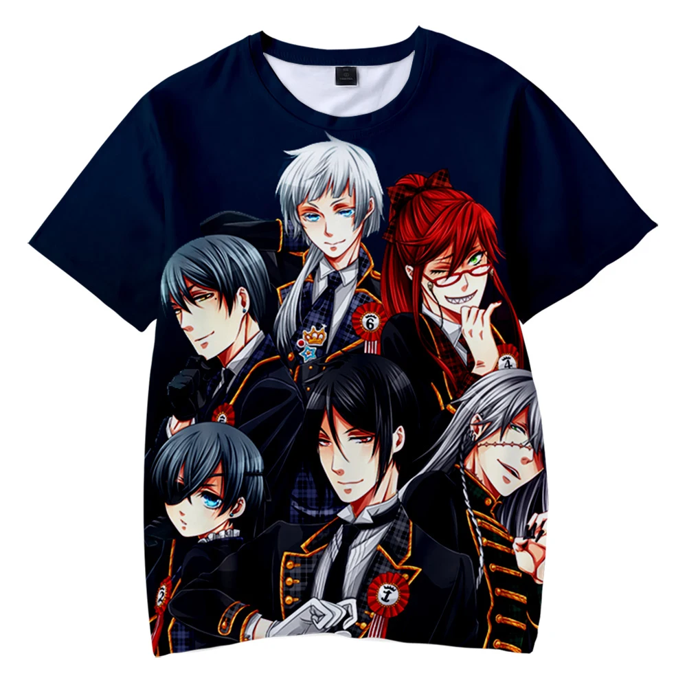 

Сапоги для косплея Темный дворецкий аниме детские футболки 3D принтами модная летняя одежда, футболка с короткими рукавами для девочек; Лиде...